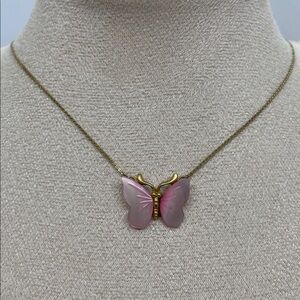 Pink Butterfly Pendant Necklace
